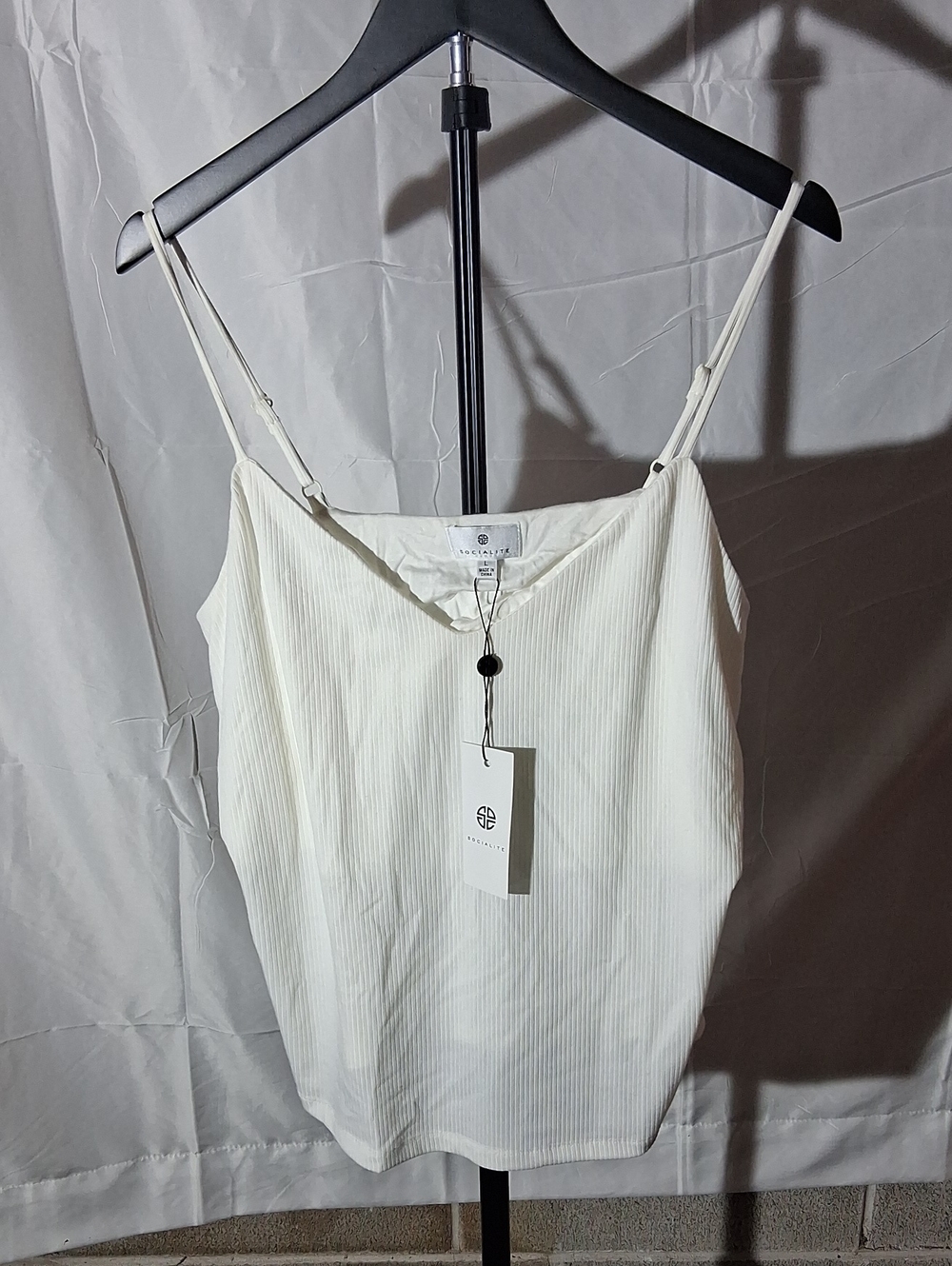 Aritzia Cream Ribbed Adjustable Spaghetti Strap Cami